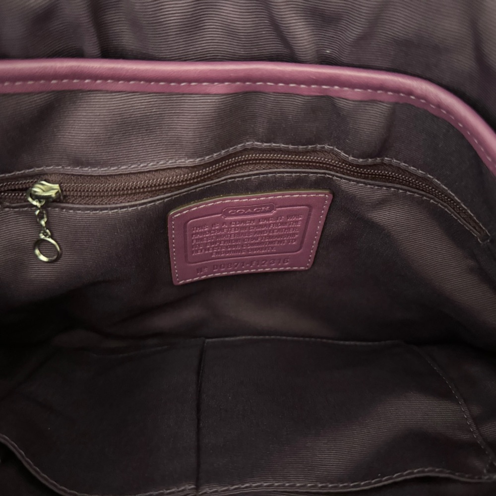 Coach Signature Patchwork Shoulder Bag in Tan and Purple - Picture 7 of 10